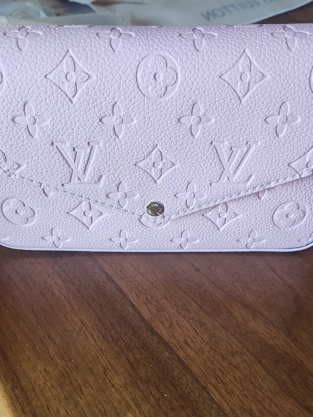 3 Piece Fashion to Figure Pale Pink Embossed Crossbody Wallet